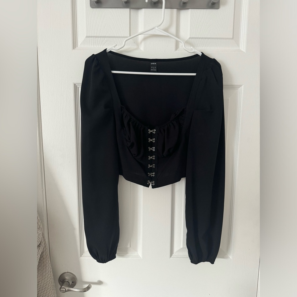 Black corset long sleeve top